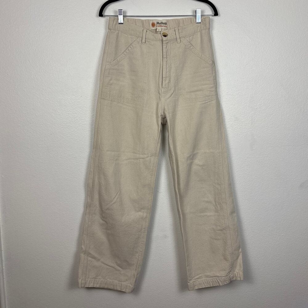 Mollusk Structured Cotton Elastic Waist Painter Pants Cream Medium